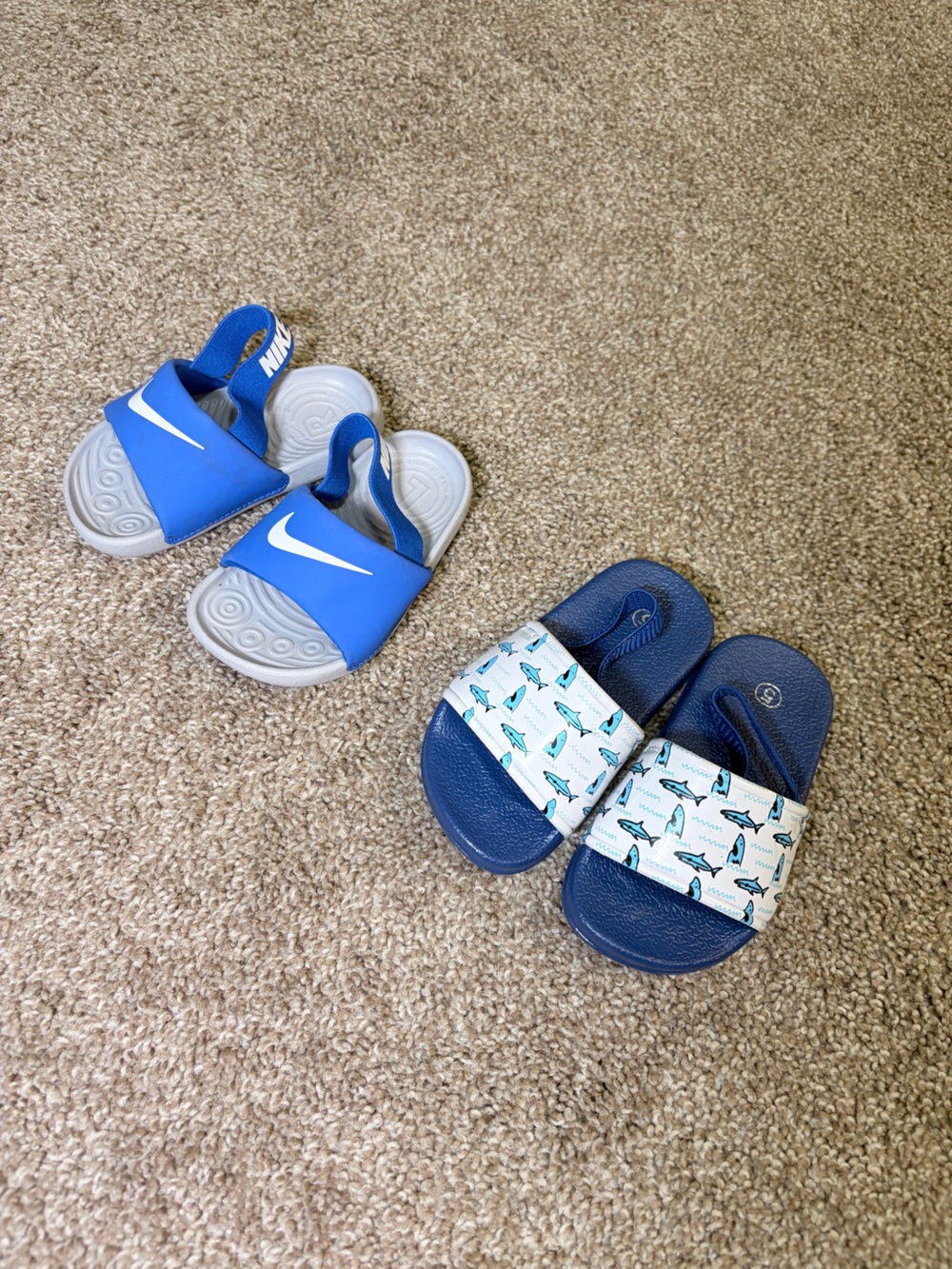 Toddler Boys Sandal Lot Nike Size 6 + Shark Slides Size 5 – Never Worn